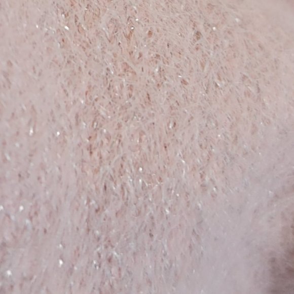 Arizona Light Pink L/S Sweater with cut out V neck Size Medium Fuzzy Faux Fur - Picture 8 of 8